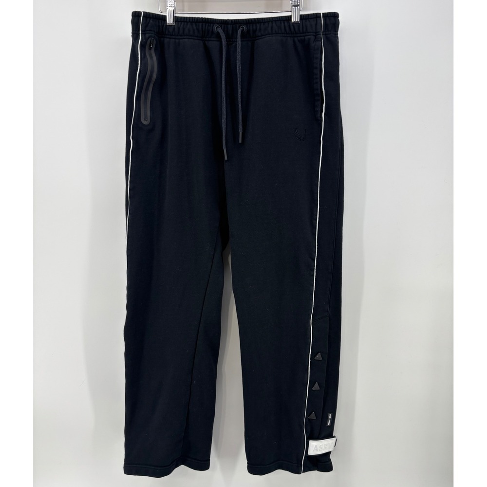 ASRV Herringbone Terry Snap Button Strap Sweats Black Men's XL Heavy 0998